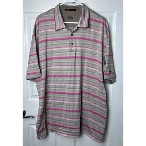 Nike FITDRY Tiger Woods Collection Men's Golf Polo Pink Tan Stripe Size XXL